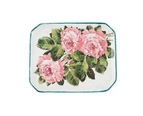 A WEMYSS WARE COMB TRAY 'CABBAGE ROSES' PATTERN, CIRCA 1900 impressed WEMYSS, yellow painted WemyssDimensions:25.5cm wide