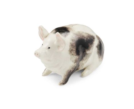 A WEMYSS WARE MONEY BOX BLACK AND WHITE PIG CIRCA 1900 sponged decoration, impressed WEMYSS WARE R.H. &amp; S markDimensions: