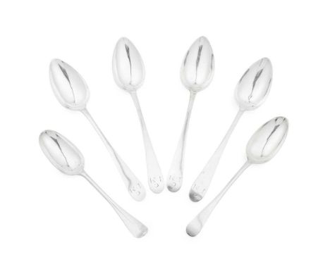 GREENOCK - A SET OF FOUR MATCHED SCOTTISH PROVINCIAL TABLESPOONS ALEXANDER CAMPBELL  marked AC, ship, anchor, ship, one marke