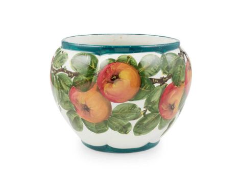 A WEMYSS WARE COMBE FLOWER POT 'APPLES' PATTERN, CIRCA 1900 impressed WEMYSS, black printed T. Goode &amp; Co markDimensions: