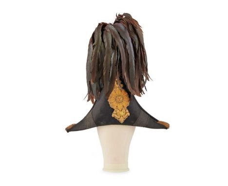 A VICTORIAN ROYAL COMPANY OF ARCHER'S BI-CORN HAT MID-19TH CENTURY of traditional form with large gold bullion badge and twin