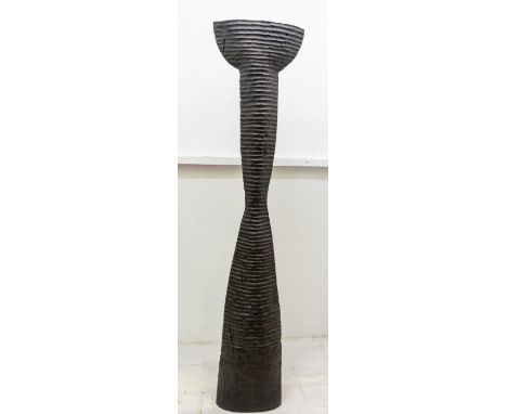 Malcolm Martin &amp; Gaynor Dowling original sculpture in stained, carved wood. Height approx 144.5cm. Impressed M &amp; D to