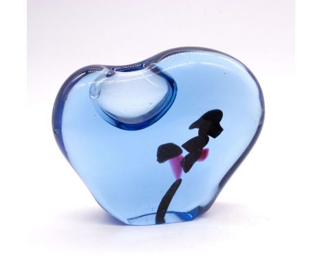 Art Glass; in a stylised heart shape with internal free form design