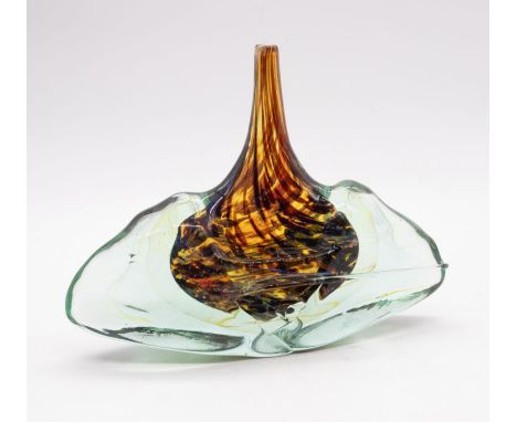 Mdina; axe head vase, with a coloured glass core, signed Mdina glass 1976.Further details: small nibble to glass trail on the