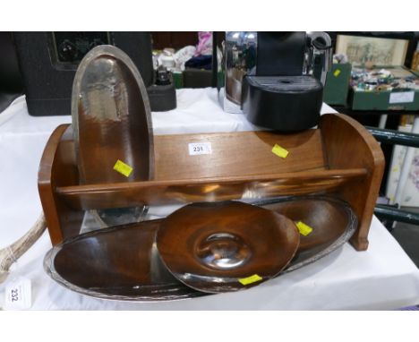Wooden book trough and three Borrowdale trays