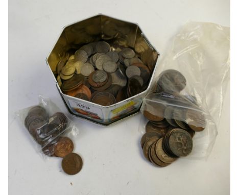 Tin of vintage coins