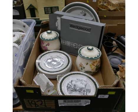 Collection of Workington plates, storage jars, Portmeirion plate etc