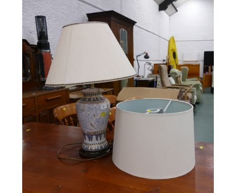 Ceramic table lamp with two cream shades