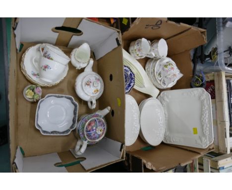 Two boxes of ceramics - Richmond floral tea cups and saucers etc