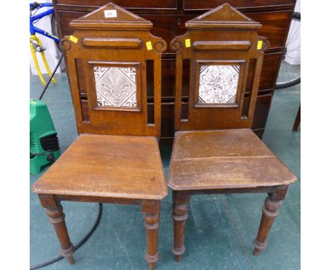 Two similar Victorian tile backed chairs