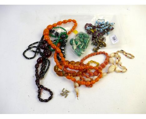 Two bags of vintage costume jewellery - beaded necklaces etc