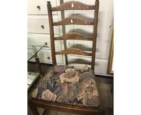 SET OF 4 ERCOL LADDER BACK DINING CHAIRS