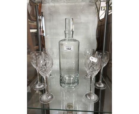 DECANTER AND 6 GLASSES