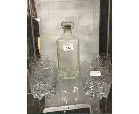 DECANTER AND 4 GLASSES