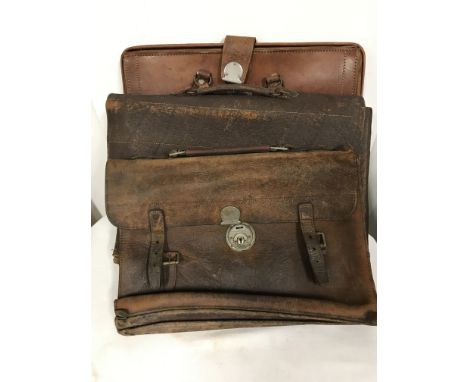 BOX OF APPROX 8 VINTAGE LEATHER BRIEFCASES