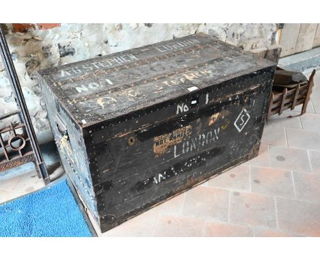 A vintage steel bound wooden trunk