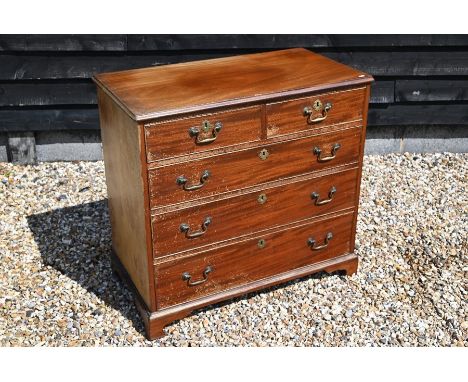 A 19th century mahogany chest of two short over three long drawers raised on bracket feet, 95 cm wide x 50 cm deep x 90 cm hi