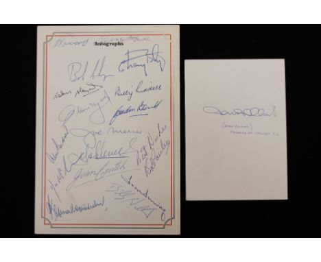SPORTSMANS AUTOGRAPHS - a signed menu and ticket for the 25th Sportsmans Dinner held by Greenall Whitley PLC March 1987. Tick