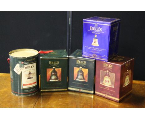 WHISKEY - BELLS - a collection of 5 boxed porcelain sealed decanters of Scotch Whiskey to include the 50th Golden Wedding (8 
