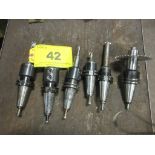 LOT OF (6) CAT40 TOOL HOLDERS W/ CUTTING ATTACHMENTS