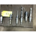 LOT OF (6) CAT40 TOOL HOLDERS W/ CUTTING ATTACHMENTS