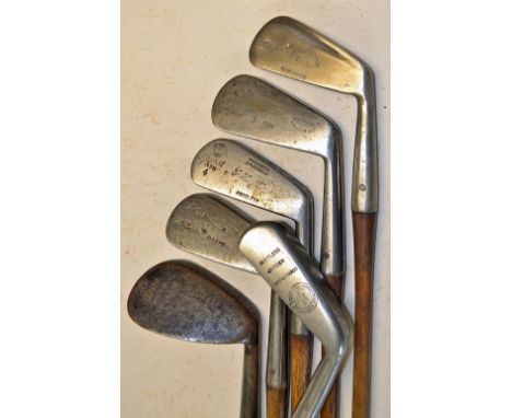 6x various irons to incl 2x Vickers  Clyde alloy irons - 3 iron and mashie; Andy Campbell Monel metal flanged bottom mid iron
