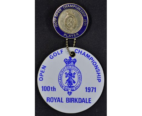 Early 1971 Royal Birkdale 100th Open Golf Championship Player's Enamel Badge and rare bag tag -  won by Gary Player for the 2