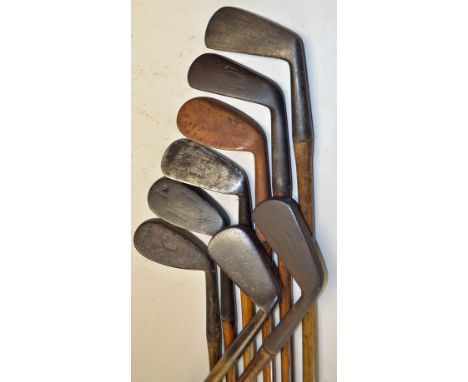 8x assorted irons to incl 2x Tom Stewarts a mashie and m/niblick, Gibson's Genii Model m/niblick, Winton niblick, 2 other mas