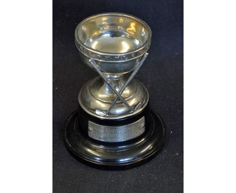 Dunlop 'Hole in One' Trophy 1932 engraved to the front 'Scraptoft Golf Club A.A. Nippierd' measures 8cm approx.