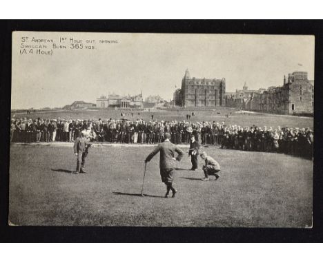 1895 St Andrews Amateur Golf Championship postcard - - showing Mr John Ball Jnr. and Mr F.G. Tait - playing in the Amateur Ch
