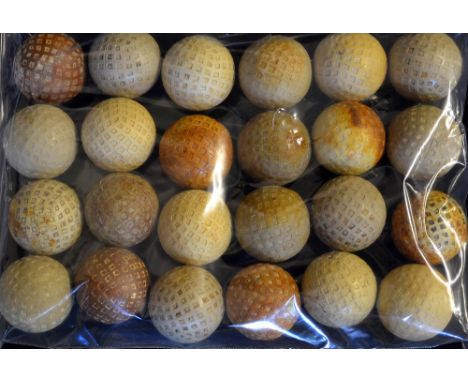 24x various square mesh dimple golf balls - mostly Dunlop, and some anonymous - all used and mixed condition and colours 