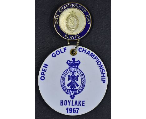 Early 1967 Hoylake Open Golf Championship Player's Enamel Badge and rare bag tag -  won by Roberto Di Vincenzo  - issued to q
