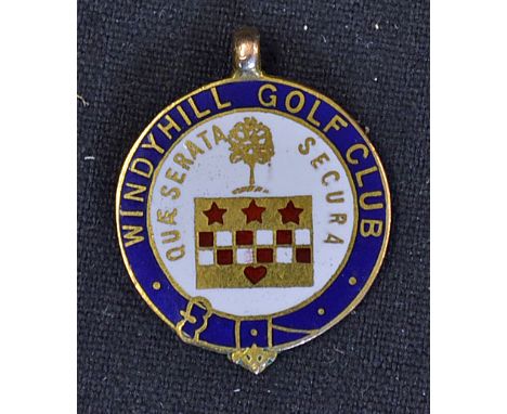 Fine 1936 Windyhill Golf Club Glasgow 9ct gold and enamel medal - engraved on the reverse "Monthly Medal Final- First Class-W