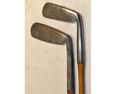 2x scarce goose neck hosel blade putters to incl a Gourlay Reg No 10746 stamped G M Robb and the other stamped Fred Chambers 