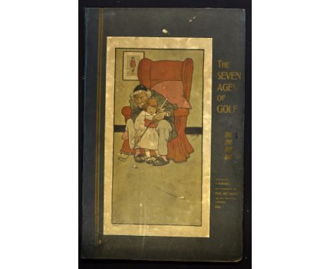 Rare J Hassall "The Seven Ages of Golf" portfolio published by Fine Art Society London 1899 - c/w the original illustrated bo