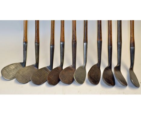 10 x assorted irons from a mashie to niblicks by makers Tom Stewart, Gourlay Forgan, Winton, F Ayres - comprising 6x niblicks