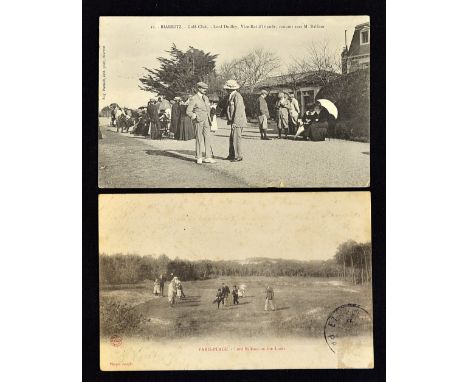 2x Lord Balfour and M Balfour golfing postcards c.1905/8 - both playing golf in France to include Paris-Plage by ABC Nancy an