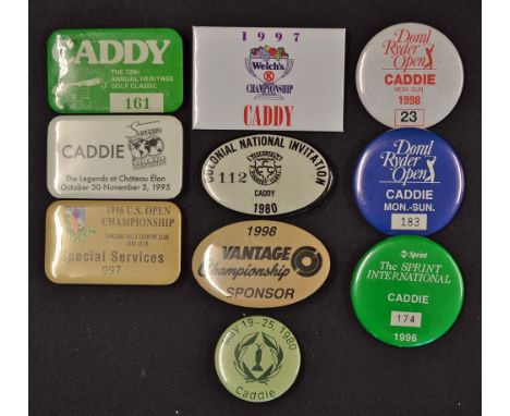 Collection of US Golf Tournament metal caddy badges from 1980's onwards to incl 1980 Colonial National Invitation, 1980 Canad