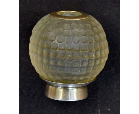 Silver mounted Glass Golf Ball Inkwell hallmarked sterling silver to the bottom, in G condition