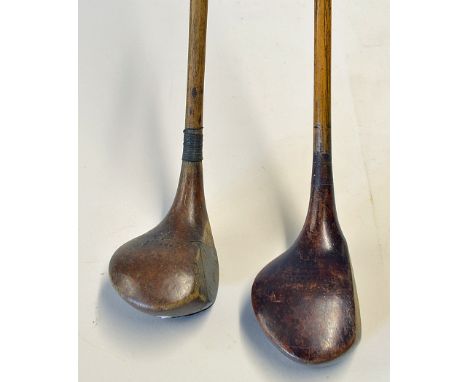 2x R Forgan &  Son St Andrews Crown model large lofted woods to incl a baffie with central fibre face insert and shallow face
