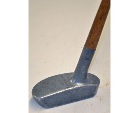St Andrews Golf Co Model A Schenectady style centre shaft alloy putter with circular lead sole insert 