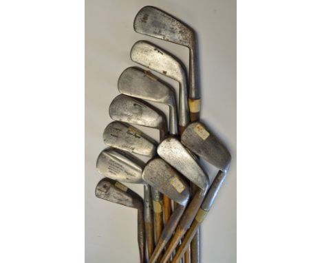 10x various smf and other irons Harry Vardon /Tom Stewart sand iron (shortened), Maxwell m/niblick, Gibson Kinghorn wide sole