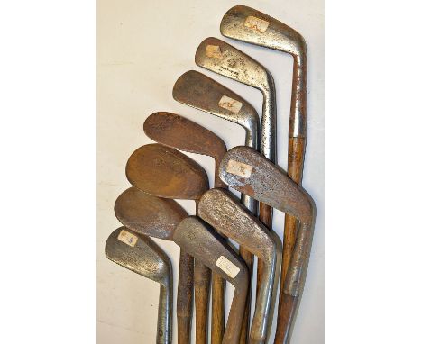 10x various smf and face marked irons - Gibson concentric back cleek, 2x niblicks, 2x m/niblicks, 4x long irons - heads need 