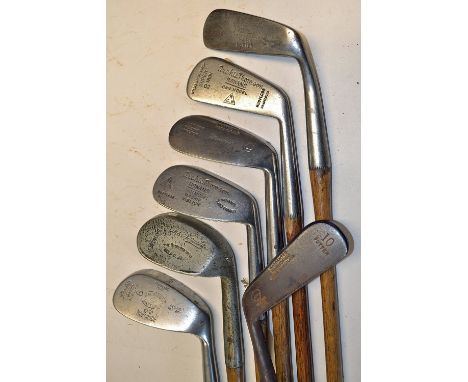 7x various golf irons and putters to incl Archie Thomson Rowans Super 2 iron and mashie niblick, True-Flite m/niblick, MacGre