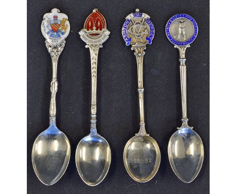 4x Silver and Enamel Golf Spoons to include Ashton on Mersey GC 1932, Manchester GC 1935, Meyrick & Queen's Park GC Bournemou