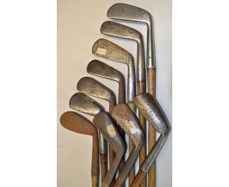 10x various smf and face marked irons to incl Simpson jigger, James Crowley Sammy, Rangefinder Birdie iron plus various mashi