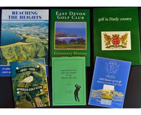 English Golf Club Centenary Books - mostly South West regions to incl Golf in Hardy Country c/w dust jacket,  East Devon Golf
