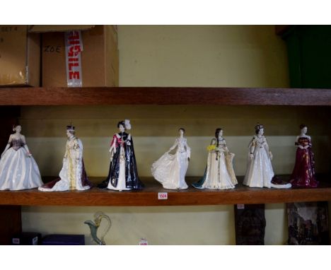 Seven Royal Worcester figures, comprising: 'Catherine'; 'The Queen Mother in her Coronation Robes'; 'The Order of the Garter'