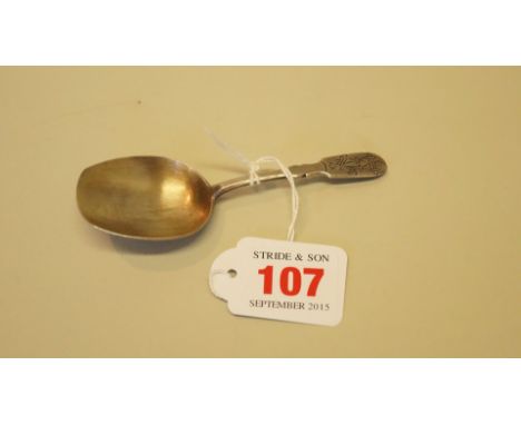 A 19th century Russian .84 silver caddy spoon, by H A, Moscow, 10.4cm.