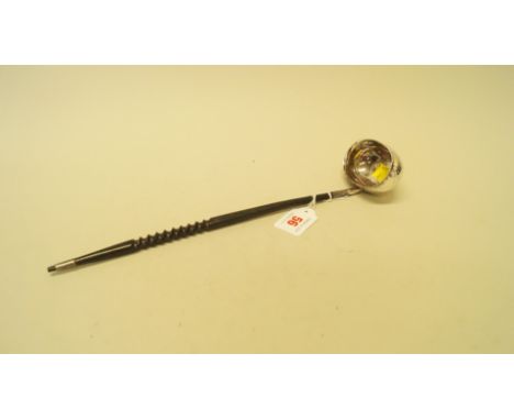 A silver toddy ladle having turned wooden handle, by AC & S Ltd, London 1976.